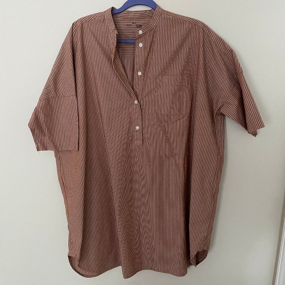 Muji light copper striped tunic with side pockets